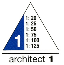Maßangaben für Dreikantmaßstab Archiktekt 1