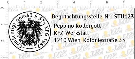 Begutachtungsstempel Musterabdruck